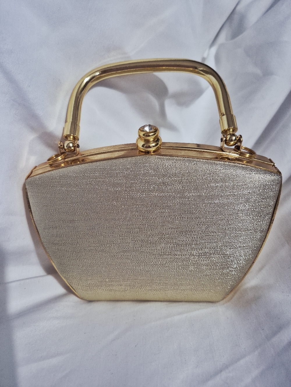 Vintage Gold Hard Sided Clutch With Chain Strap Cocktail Party